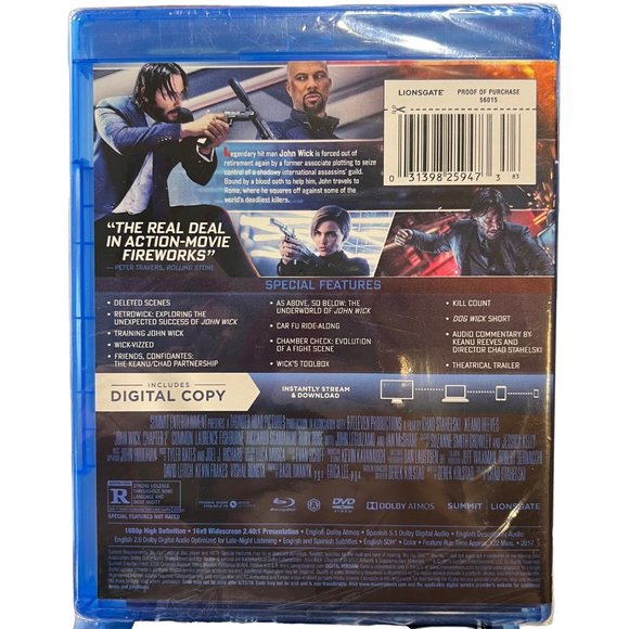 John Wick Chapter 2 Blu Ray DVD Digital Keanu Reeves 2017 - Picture 2 of 2